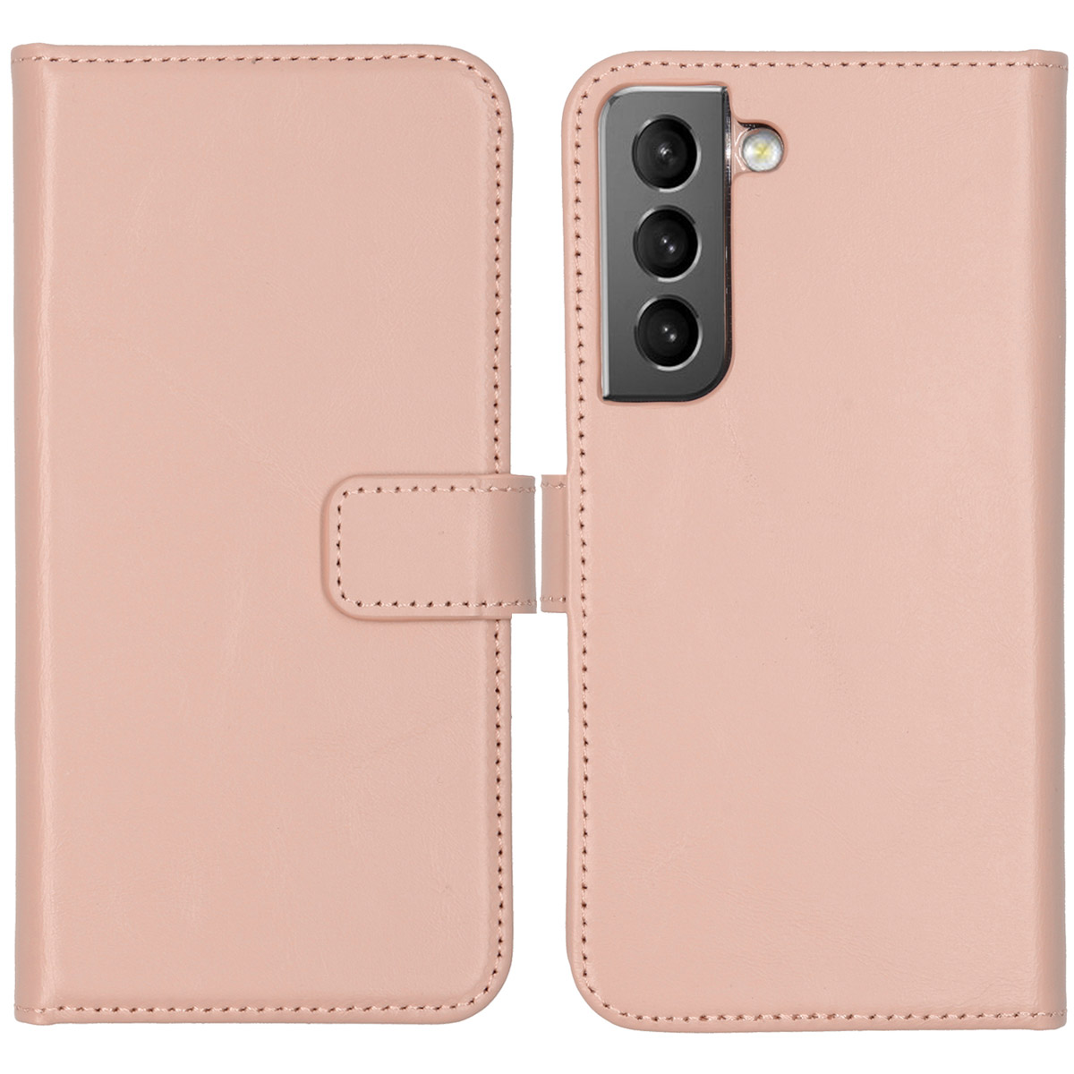 Selencia Echt Leren Bookcase Samsung Galaxy S22 – Roze
