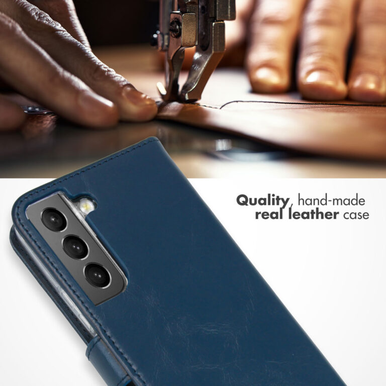 Selencia Echt Lederen Bookcase Samsung Galaxy S22 - Blauw - Afbeelding 4