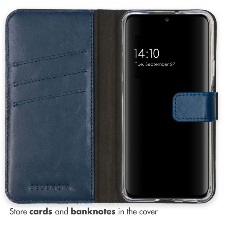 Selencia Echt Lederen Bookcase Samsung Galaxy S22 - Blauw - Afbeelding 3