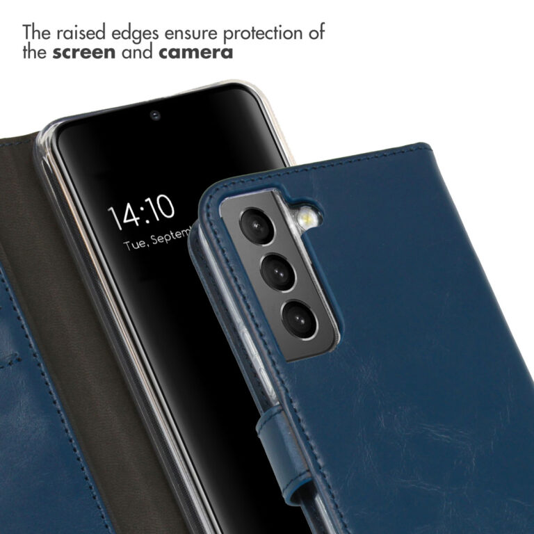 Selencia Echt Lederen Bookcase Samsung Galaxy S22 - Blauw - Afbeelding 2