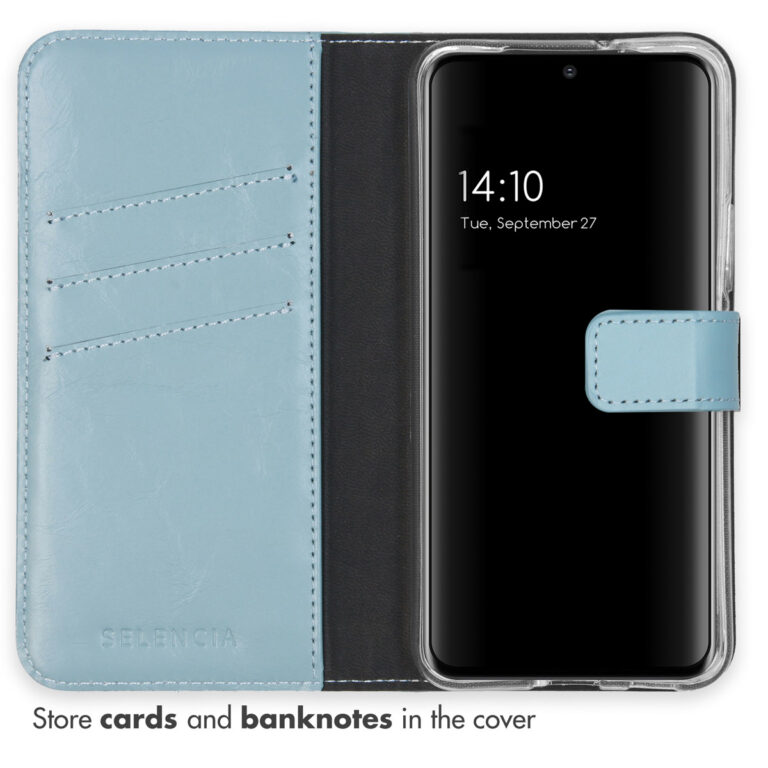 Selencia Echt Lederen Bookcase Samsung Galaxy S22 - Air Blue - Afbeelding 3