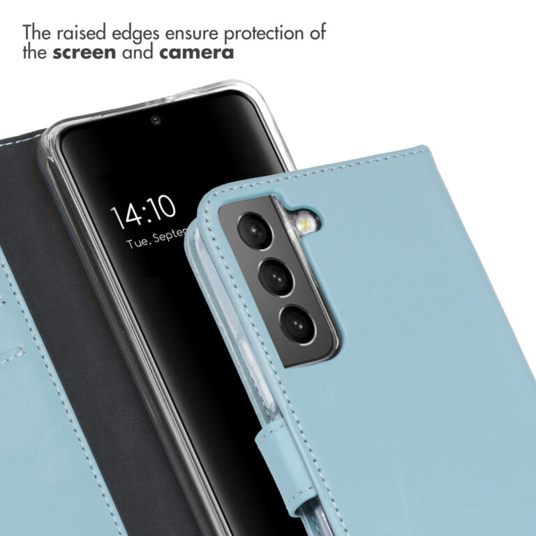 Selencia Echt Lederen Bookcase Samsung Galaxy S22 - Air Blue - Afbeelding 2