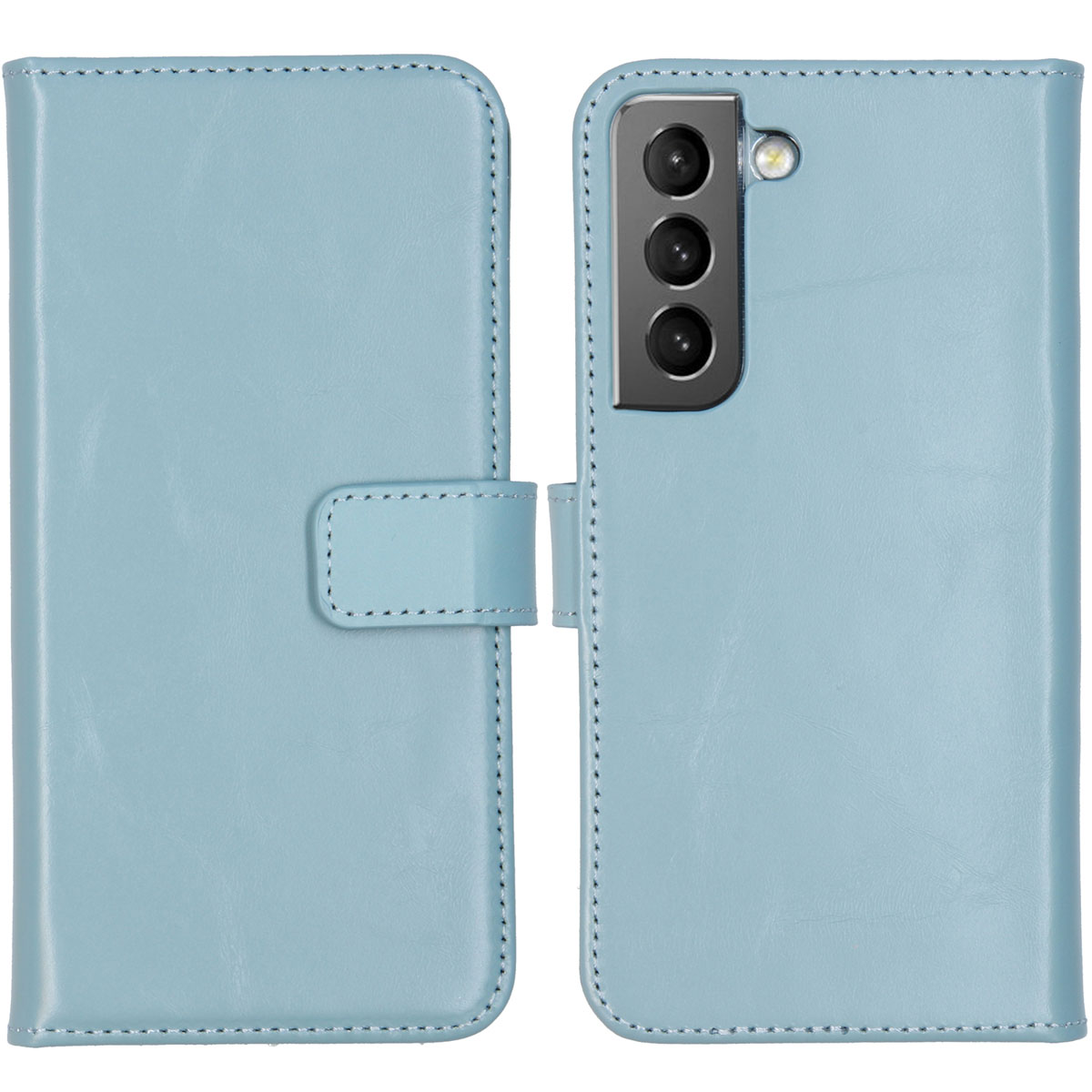 Selencia Echt Leren Bookcase Samsung Galaxy S22 – Lichtblauw