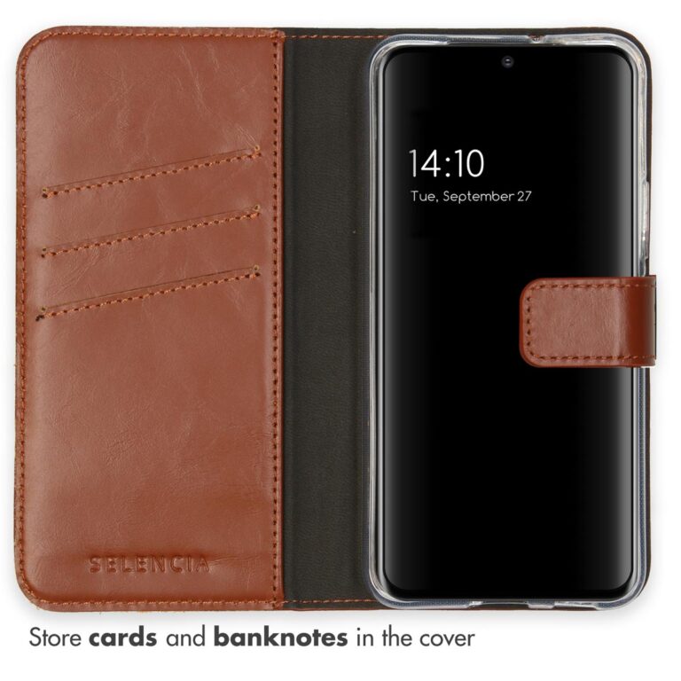 Selencia Echt Lederen Bookcase Samsung Galaxy S22 - Lichtbruin - Afbeelding 3
