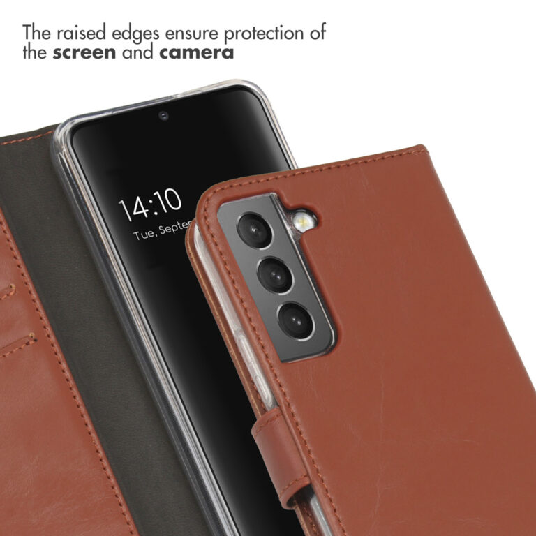 Selencia Echt Lederen Bookcase Samsung Galaxy S22 - Lichtbruin - Afbeelding 2