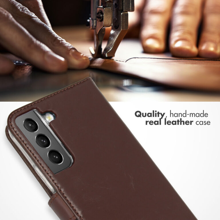 Selencia Echt Lederen Bookcase Samsung Galaxy S22 - Bruin - Afbeelding 4
