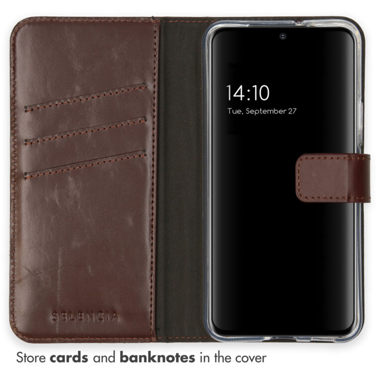 Selencia Echt Lederen Bookcase Samsung Galaxy S22 - Bruin - Afbeelding 2