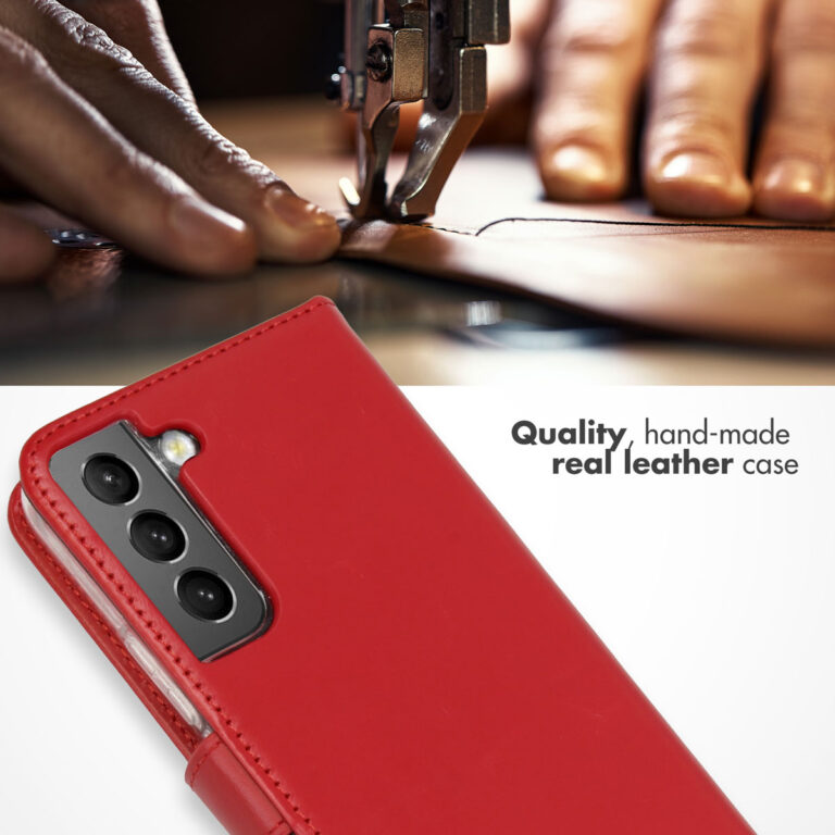 Selencia Echt Lederen Bookcase Samsung Galaxy S22 - Rood - Afbeelding 4