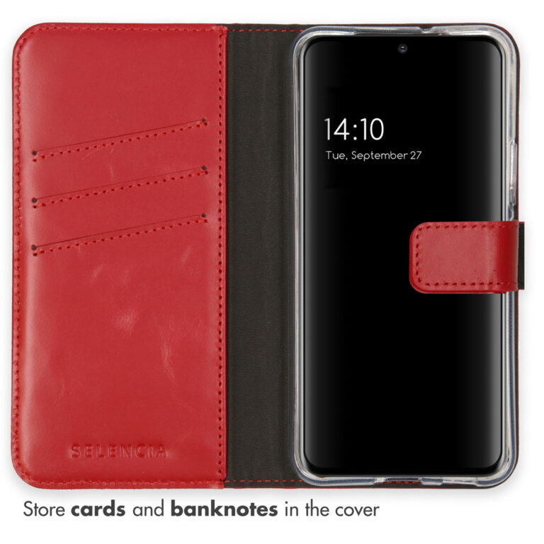 Selencia Echt Lederen Bookcase Samsung Galaxy S22 - Rood - Afbeelding 3