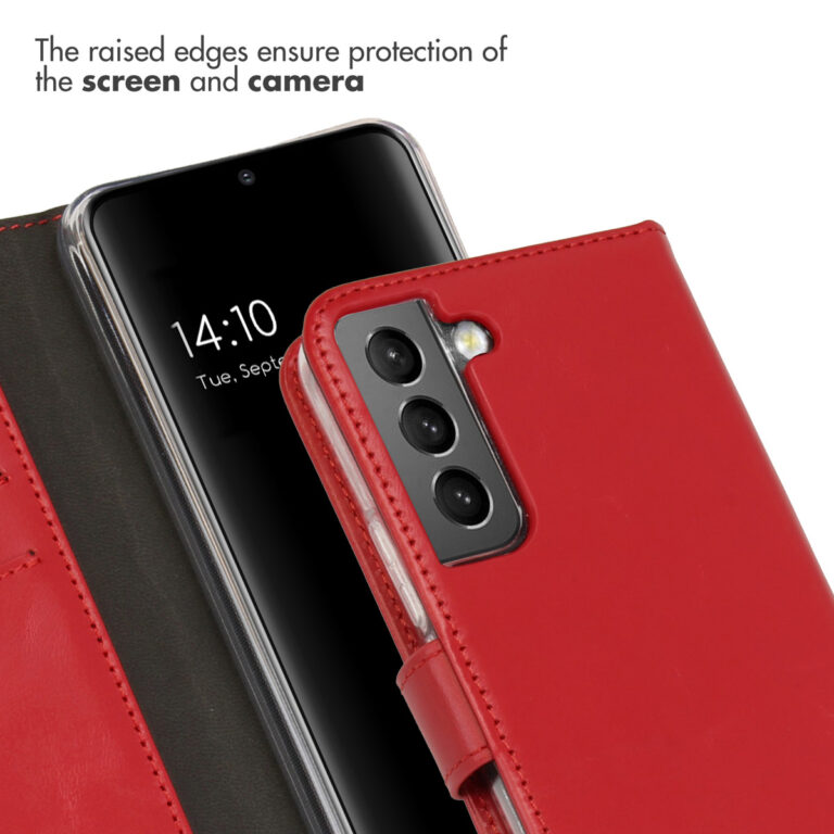 Selencia Echt Lederen Bookcase Samsung Galaxy S22 - Rood - Afbeelding 2