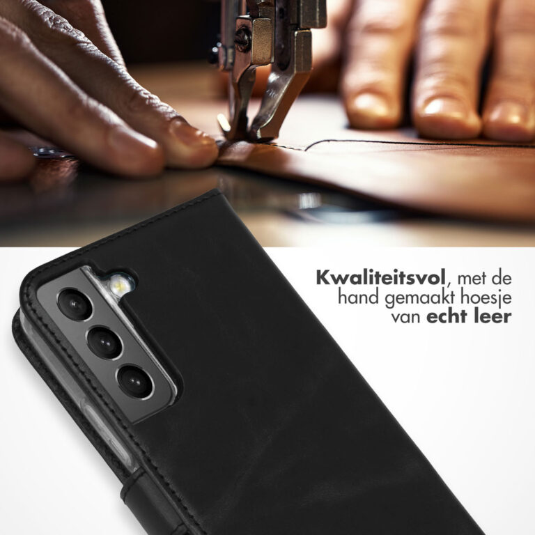 Selencia Echt Lederen Bookcase Samsung Galaxy S22 - Zwart - Afbeelding 4
