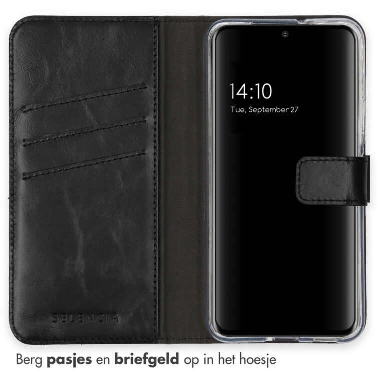 Selencia Echt Lederen Bookcase Samsung Galaxy S22 - Zwart - Afbeelding 3