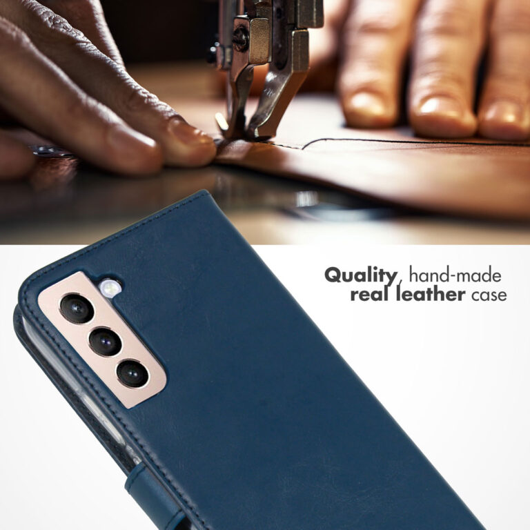Selencia Echt Lederen Bookcase Samsung Galaxy S22 Plus - Blauw - Afbeelding 3