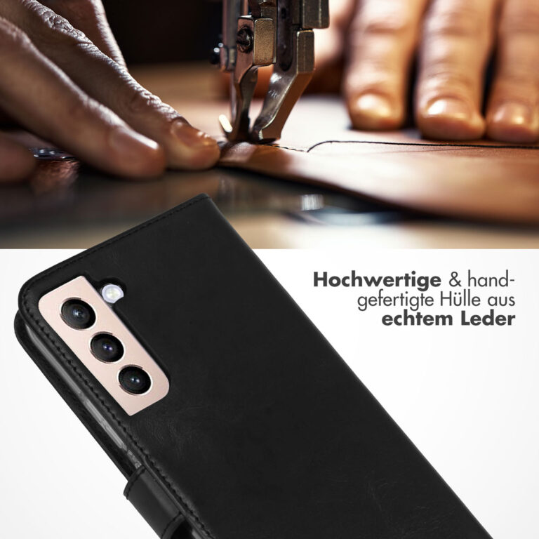 Selencia Echt Lederen Bookcase Samsung Galaxy S22 Plus - Zwart - Afbeelding 10