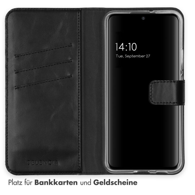 Selencia Echt Lederen Bookcase Samsung Galaxy S22 Plus - Zwart - Afbeelding 9