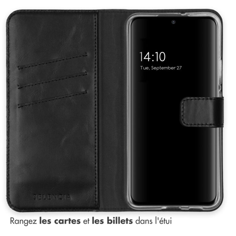 Selencia Echt Lederen Bookcase Samsung Galaxy S22 Plus - Zwart - Afbeelding 6