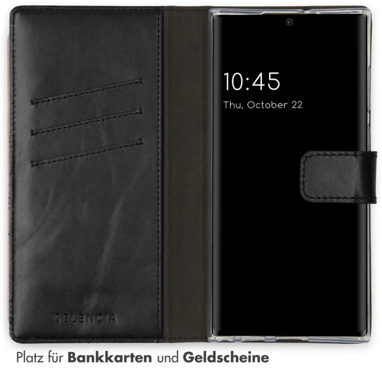 Selencia Echt Lederen Bookcase Samsung Galaxy S22 Ultra - Zwart - Afbeelding 8