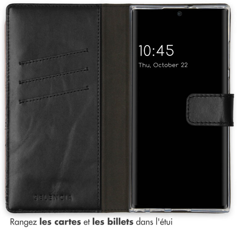 Selencia Echt Lederen Bookcase Samsung Galaxy S22 Ultra - Zwart - Afbeelding 5
