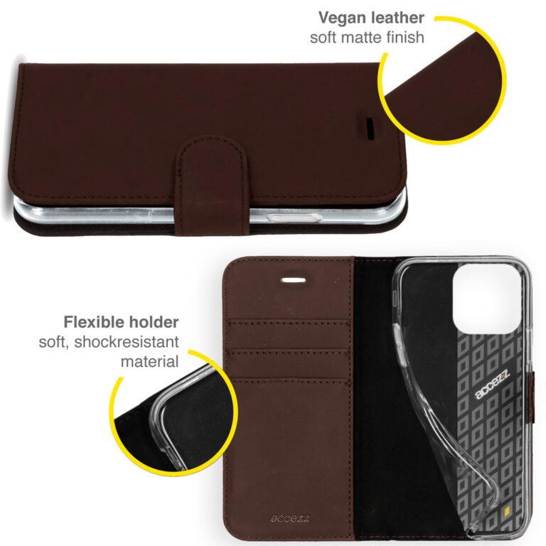 Accezz Wallet Softcase Bookcase Apple iPhone 13 Pro - Donkerbruin - Afbeelding 2