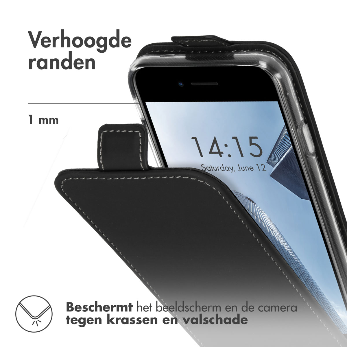 Accezz Flipcase Apple iPhone SE (2022 / 2020) / 8 / 7 - Zwart - Afbeelding 5