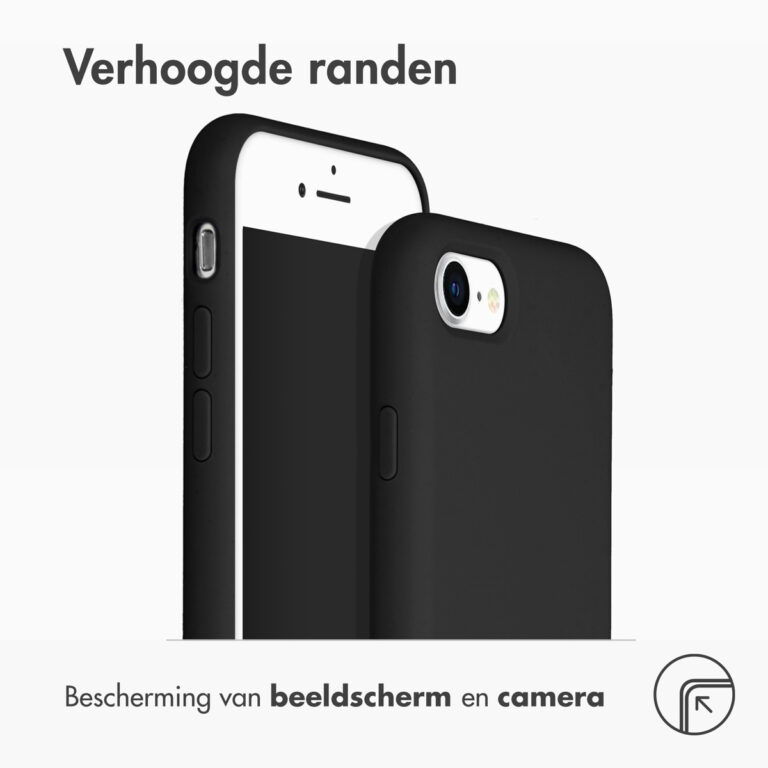 Accezz Liquid Silicone Backcover Apple iPhone SE (2022 / 2020) / 8 / 7 - Zwart - Afbeelding 3