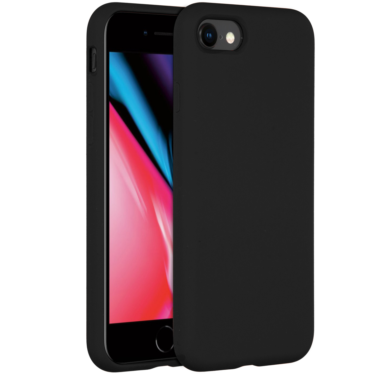 Accezz Liquid Silicone Backcover Apple iPhone SE (2022 / 2020) / 8 / 7 - Zwart - Afbeelding 3