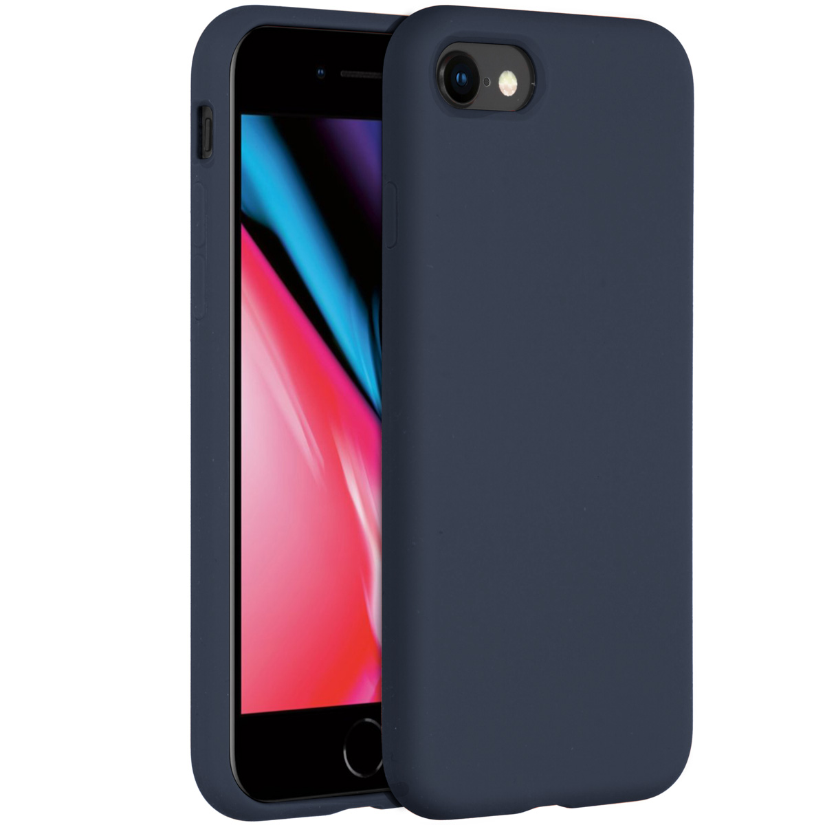 Accezz Liquid Silicone Backcover Apple iPhone SE (2022 / 2020) / 8 / 7 - Donkerblauw - Afbeelding 2