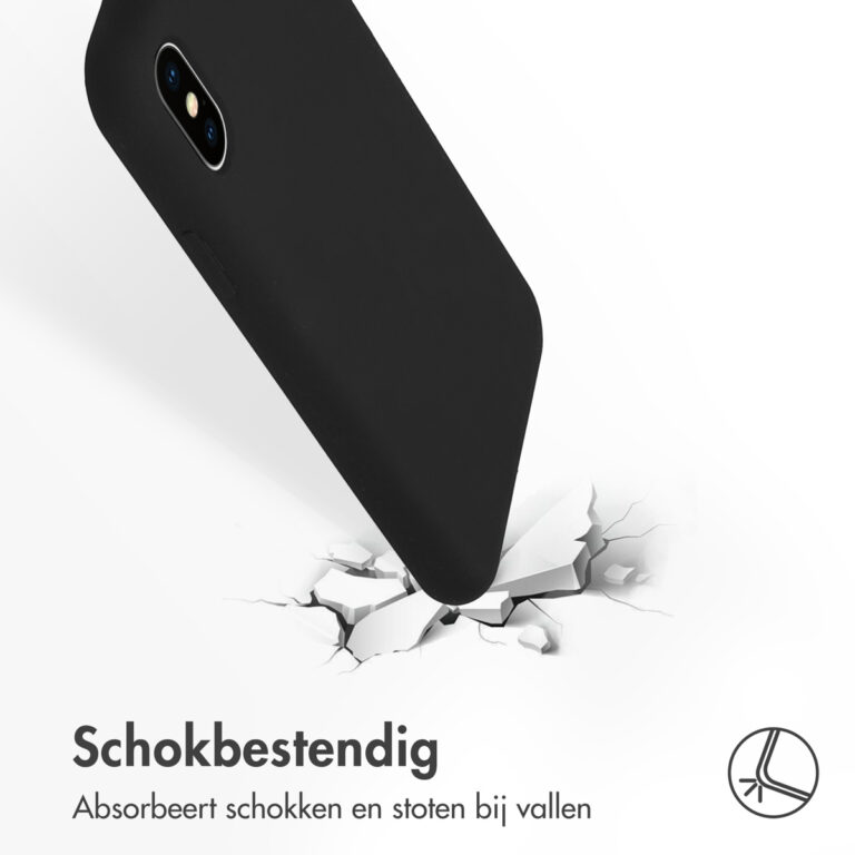 Accezz Liquid Silicone Backcover Apple iPhone Xs / X - Zwart - Afbeelding 3