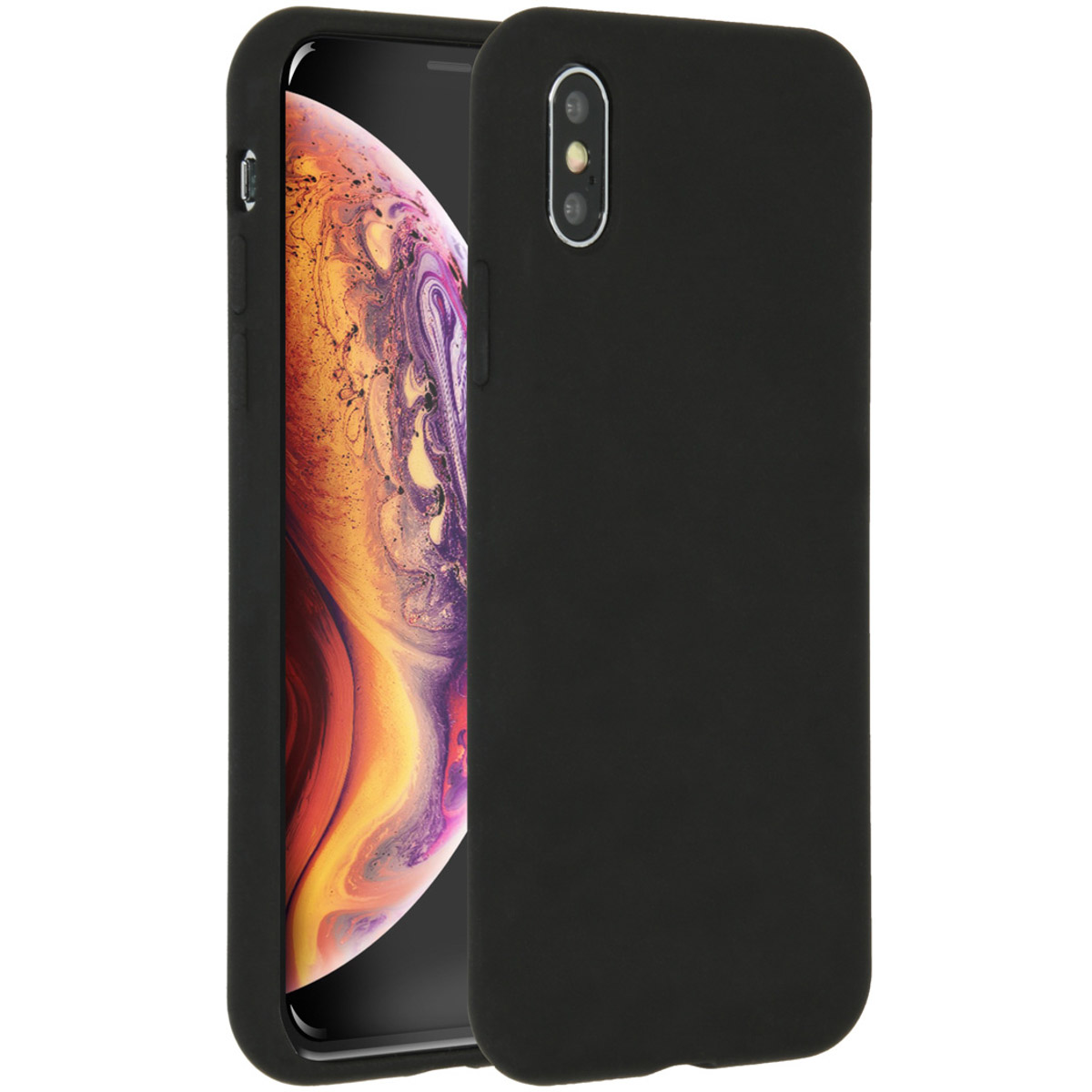 Accezz Liquid Silicone Backcover Apple iPhone X / Xs - Zwart - Afbeelding 2