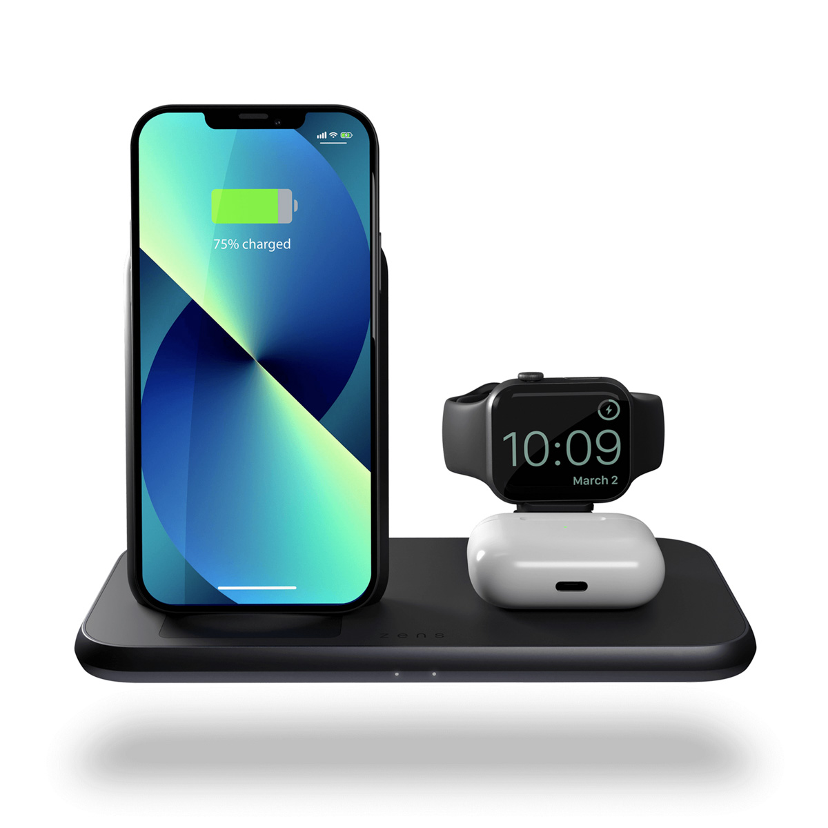 Zens Draadloos oplaadstation 4-in-1 - Aluminium Serie - Draadloze stand + Apple Watch - Zwart - Afbeelding 4