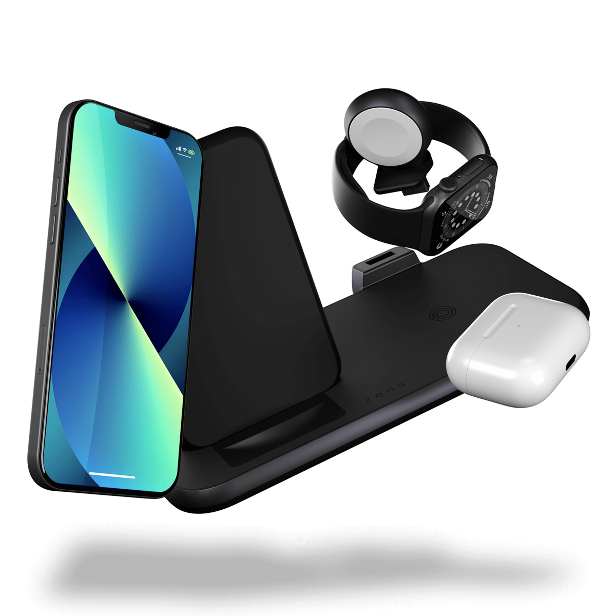Zens Draadloos oplaadstation 4-in-1 - Aluminium Serie - Draadloze stand + Apple Watch - Zwart - Afbeelding 2
