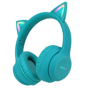 imoshion Draadloze Kinderkoptelefoon LED Light Cat Ear - Decibelbegrenzer - Met AUX kabel - Lichtblauw