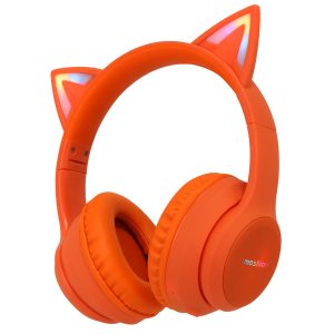 imoshion Draadloze Kinderkoptelefoon LED Light Cat Ear - Decibelbegrenzer - Met AUX kabel - Oranje