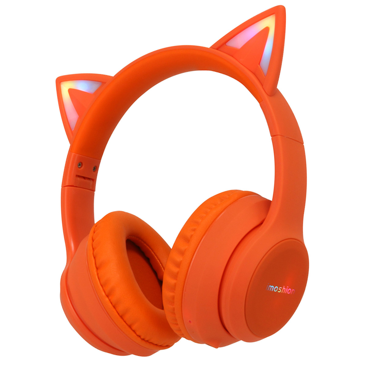 imoshion Draadloze Kinderkoptelefoon LED Light Cat Ear - Decibelbegrenzer - Met AUX kabel - Oranje - Afbeelding 2