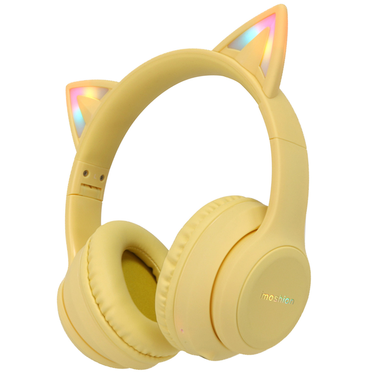 imoshion Draadloze Kinderkoptelefoon LED Light Cat Ear - Decibelbegrenzer - Met AUX kabel - Geel - Afbeelding 2