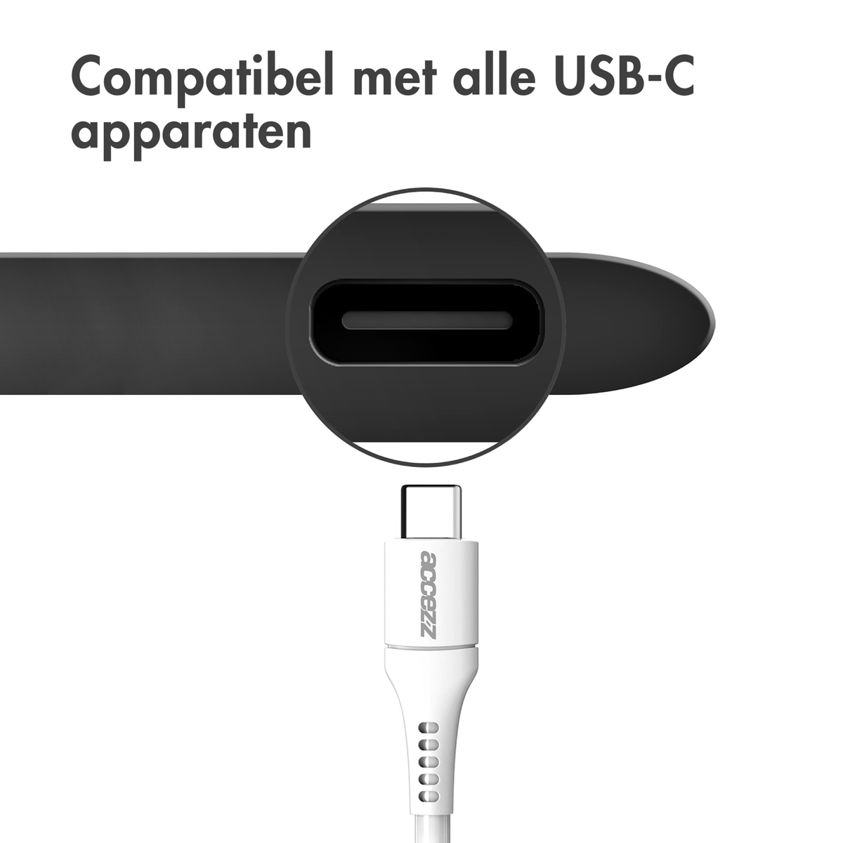 Accezz USB-C naar USB kabel - 0,2 meter - Wit - Afbeelding 4