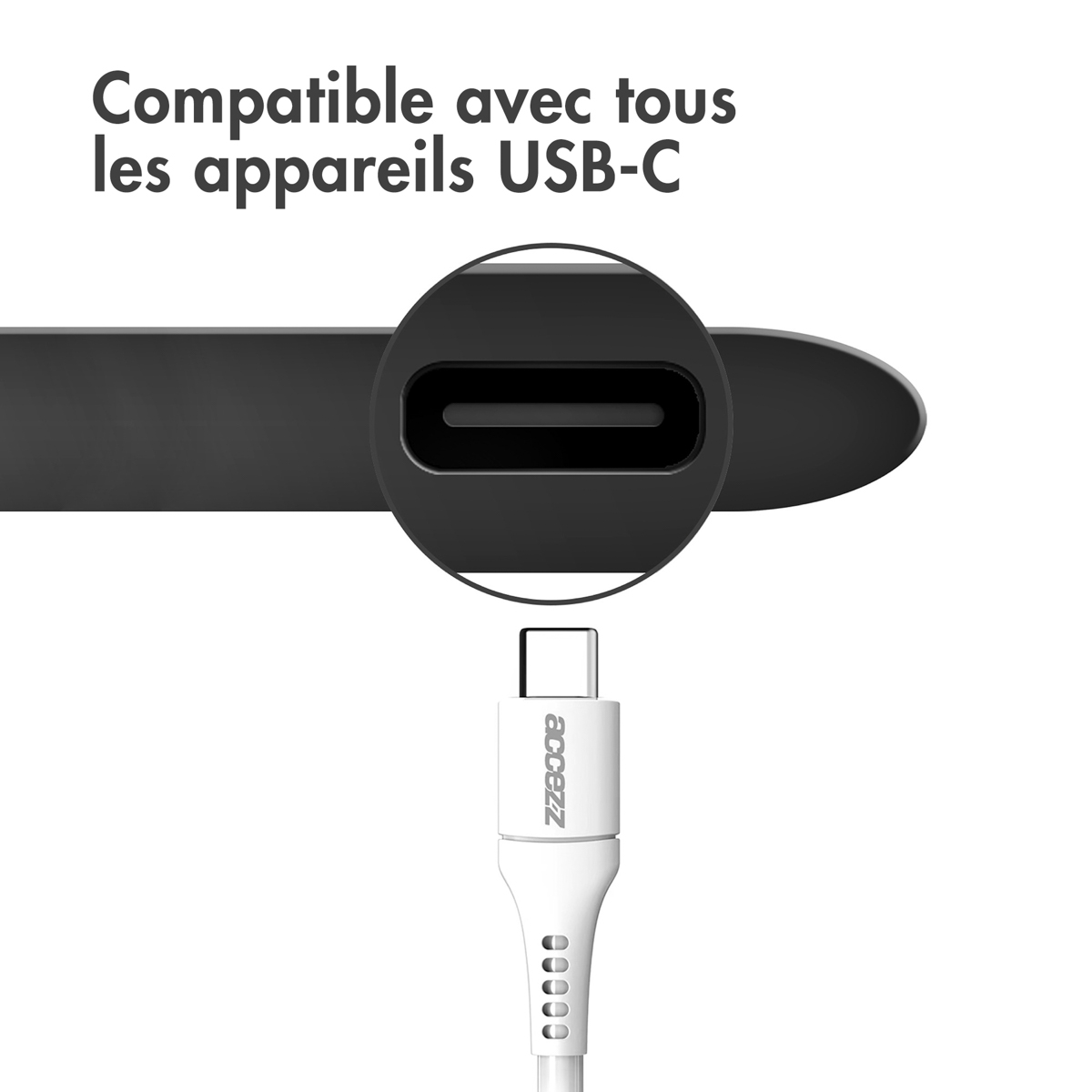 Accezz USB-C naar USB kabel - 1 meter - Wit - Afbeelding 10