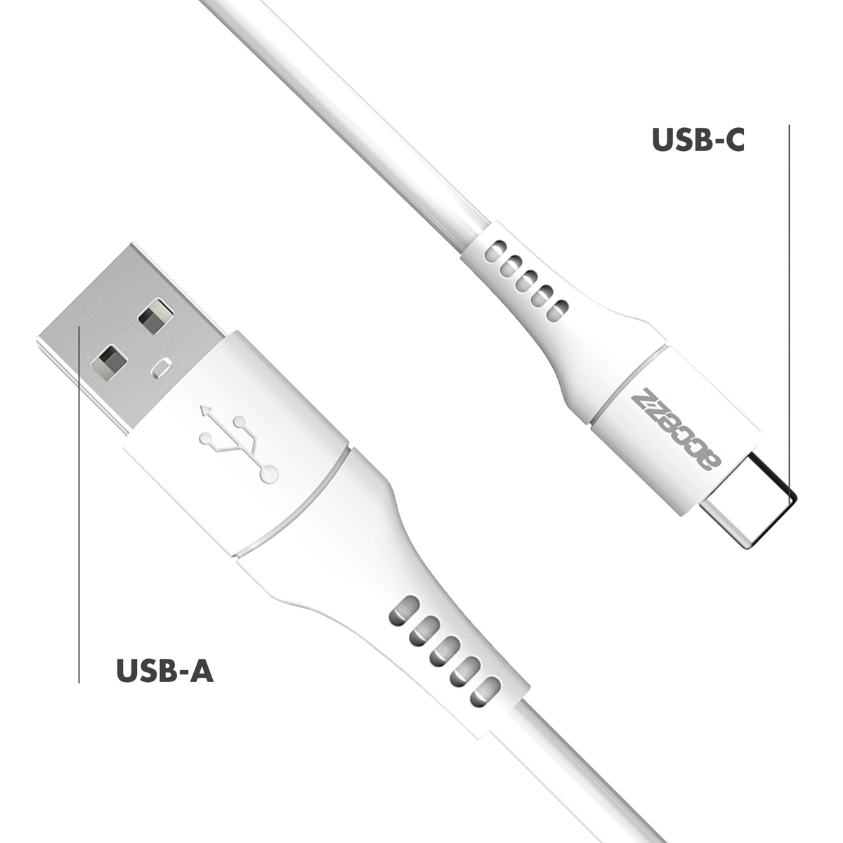 Accezz USB-C naar USB kabel - 2 meter - Wit - Afbeelding 7