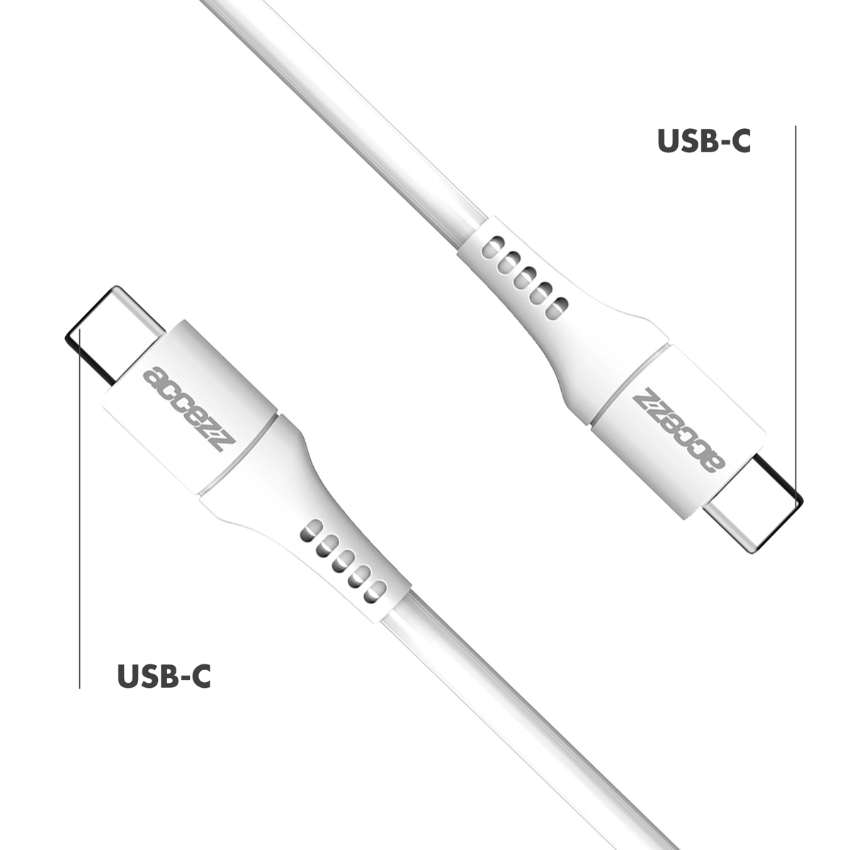 Accezz USB-C naar USB-C kabel - 0,2 meter - Wit - Afbeelding 7