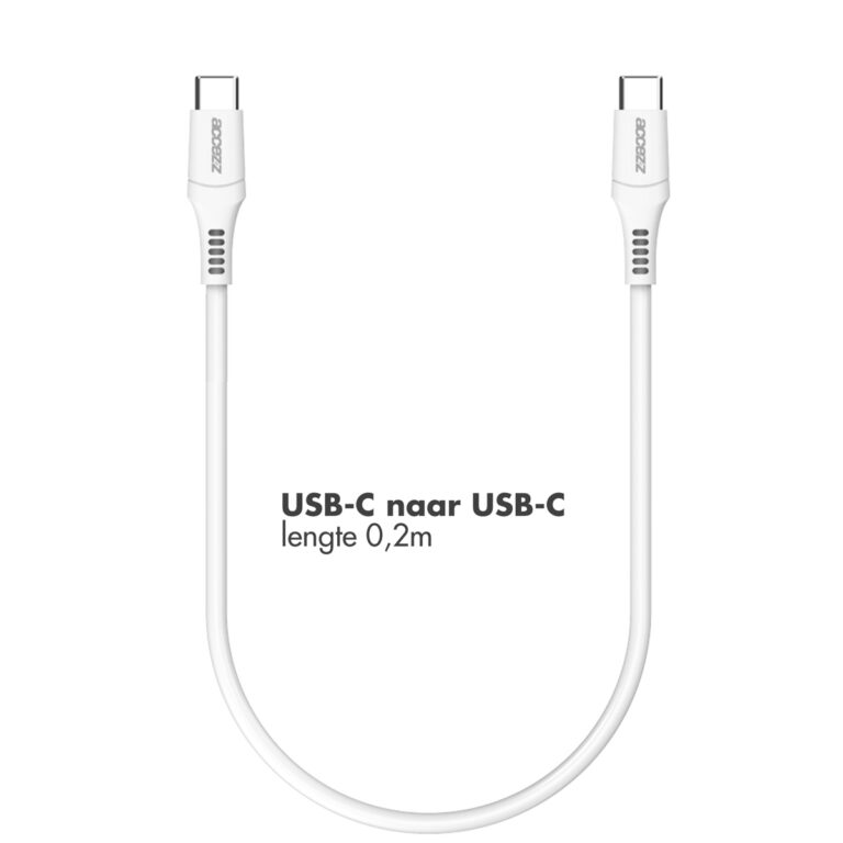 Accezz USB-C naar USB-C kabel - 0,2 meter - Wit - Afbeelding 5