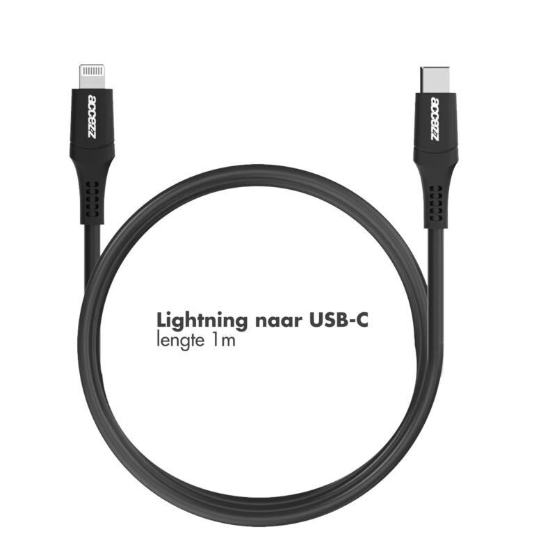 Accezz Lightning naar USB-C kabel - MFi certificering - 1 meter - Zwart - Afbeelding 3