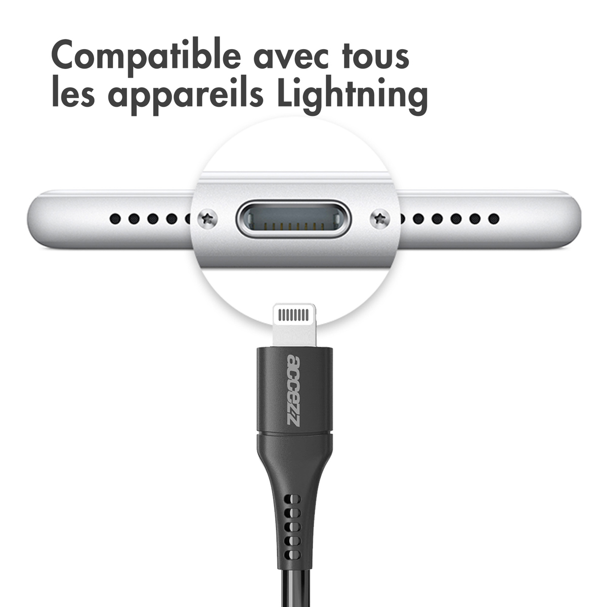 Accezz Lightning naar USB kabel - MFi certificering - 1 meter - Zwart - Afbeelding 10