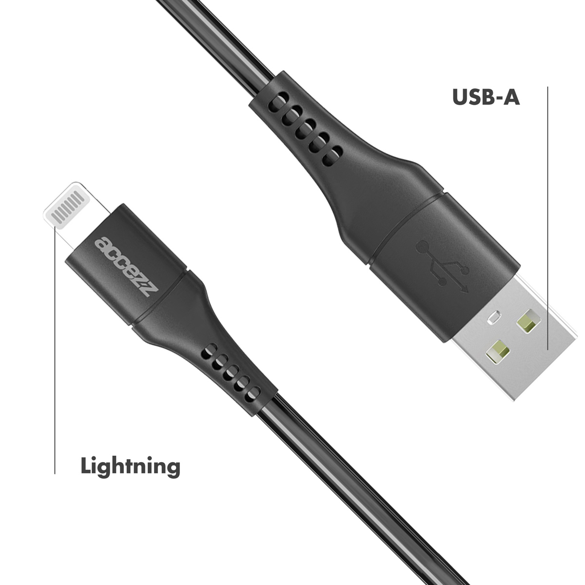 Accezz Lightning naar USB kabel - MFi certificering - 1 meter - Zwart - Afbeelding 9