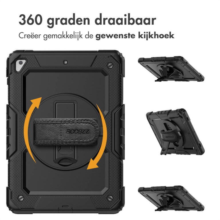 Accezz Rugged Backcover met schouderstrap Apple iPad 6 (2018) 9.7 inch / iPad 5 (2017) 9.7 inch - Zwart - Afbeelding 4