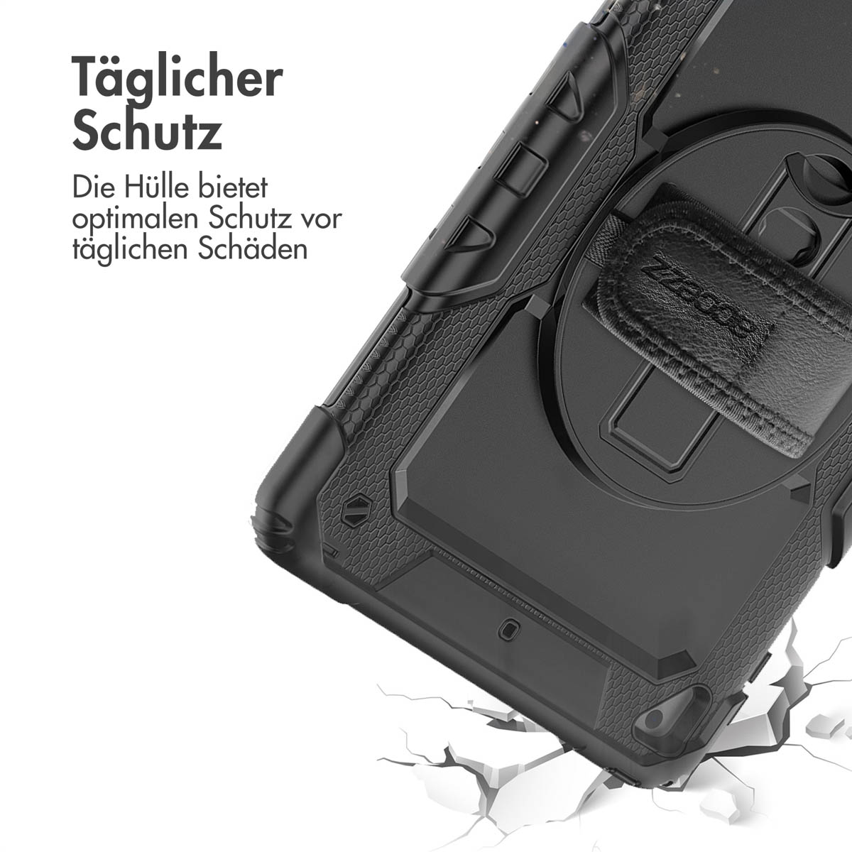 Accezz Rugged Backcover met schouderstrap Apple iPad 6 (2018) 9.7 inch / iPad 5 (2017) 9.7 inch - Zwart - Afbeelding 5