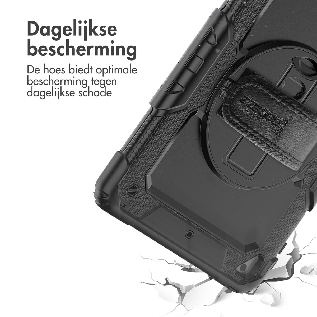 Accezz Rugged Backcover met schouderstrap Apple iPad 6 (2018) 9.7 inch / iPad 5 (2017) 9.7 inch - Zwart - Afbeelding 6