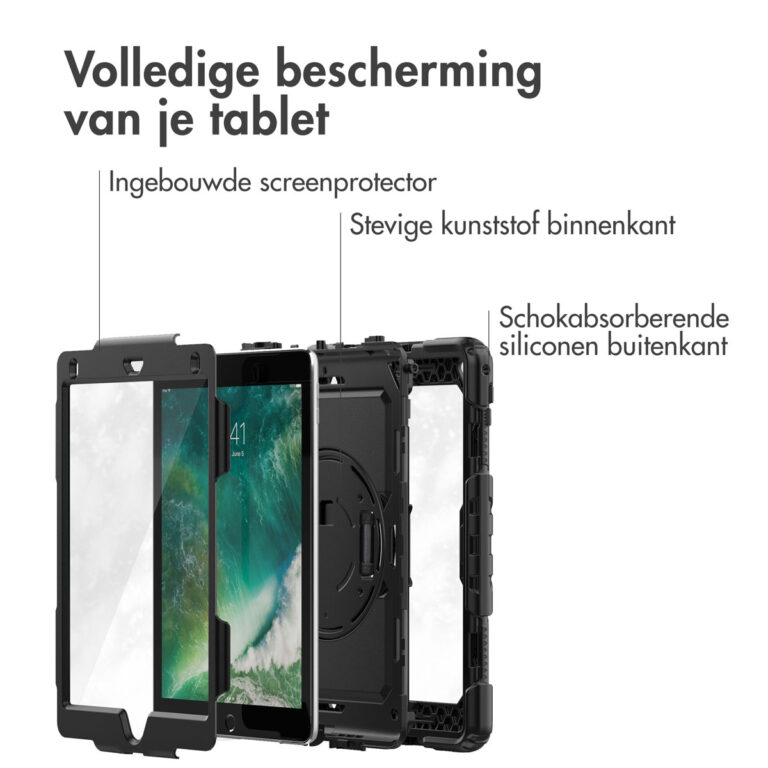 Accezz Rugged Backcover met schouderstrap Apple iPad 6 (2018) 9.7 inch / iPad 5 (2017) 9.7 inch - Zwart - Afbeelding 3