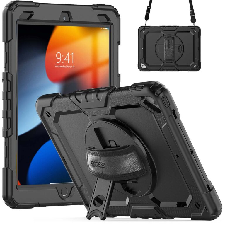 Accezz Rugged Backcover met schouderstrap Apple iPad Air 3 (2019) / Pro 10.5 (2017) - Zwart - Afbeelding 6