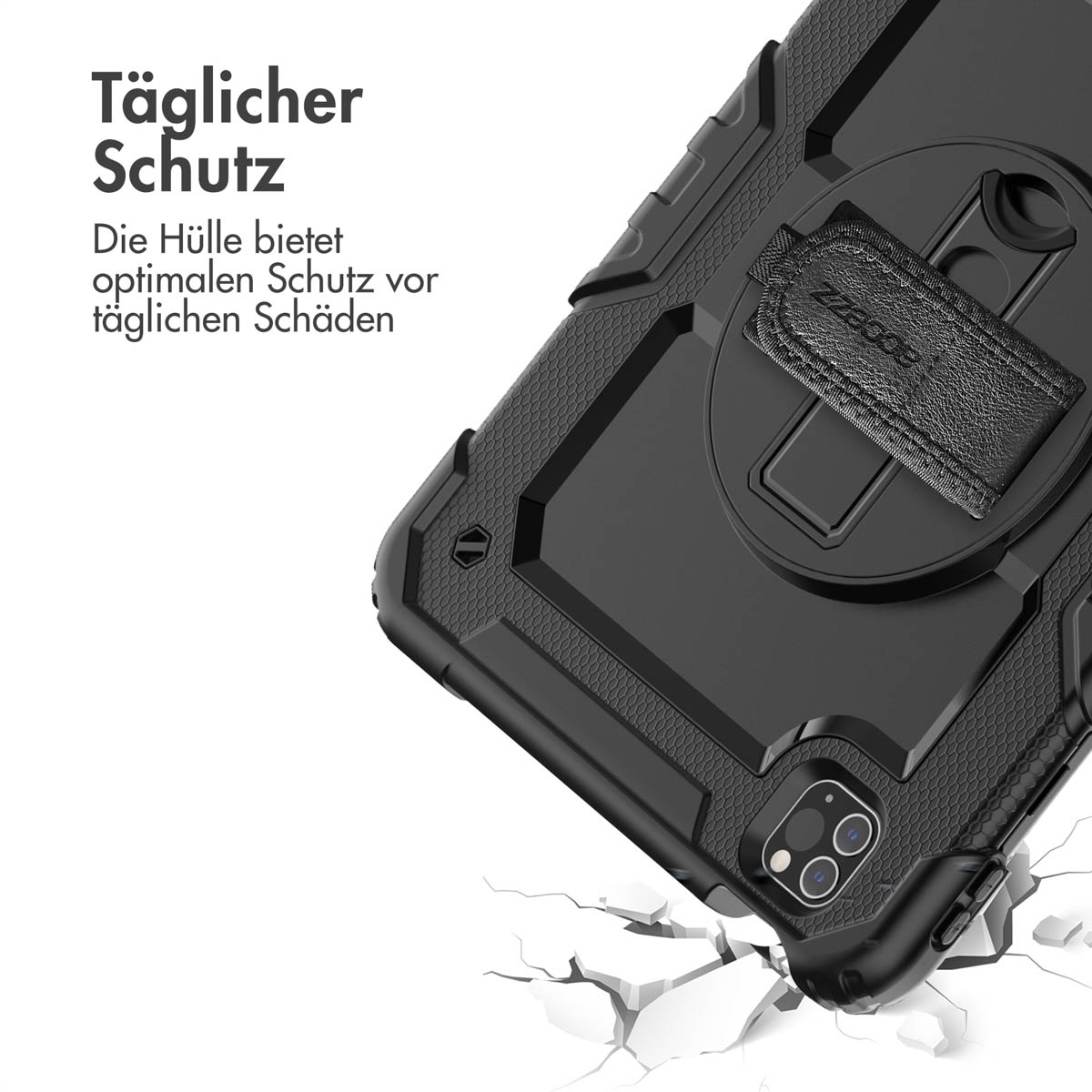 Accezz Rugged Backcover met schouderstrap Apple iPad Air 5 (2022) / Air 4 (2020) - Zwart - Afbeelding 5