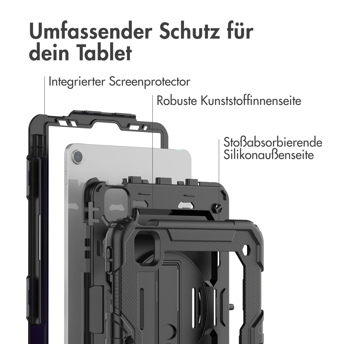Accezz Rugged Backcover met schouderstrap Apple iPad Air 5 (2022) / Air 4 (2020) - Zwart - Afbeelding 8